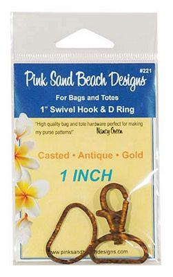 1 inch Swivel Hook and D-Rings Antique Gold