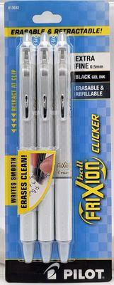 Frixion Clicker Extra Fine 0.5 White Barrel 3 Pack