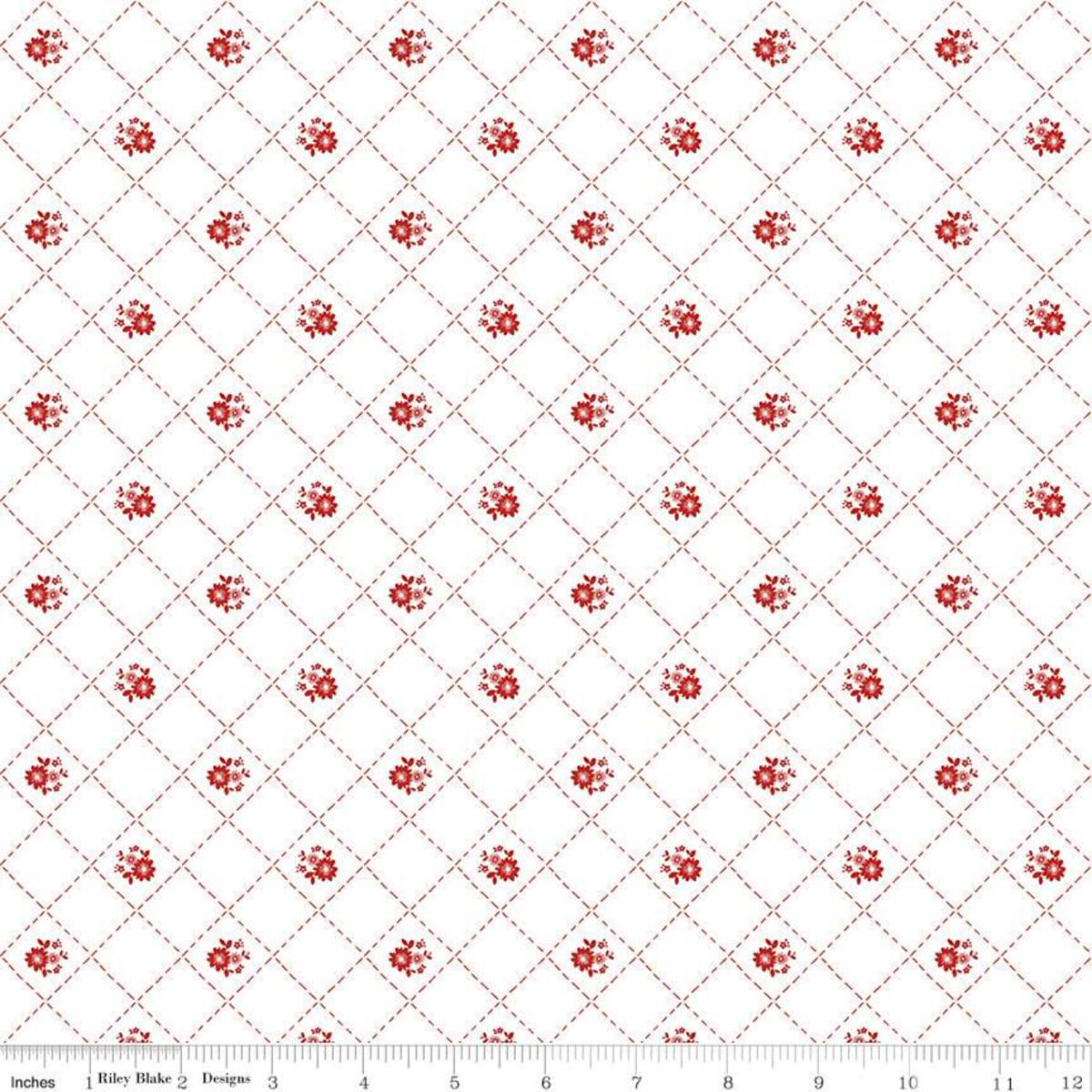 Red Hot Quilted Flowers White