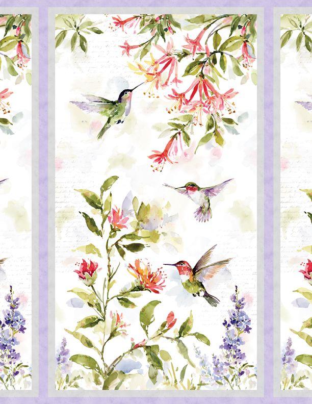 Hummingbird Floral Panel 24"