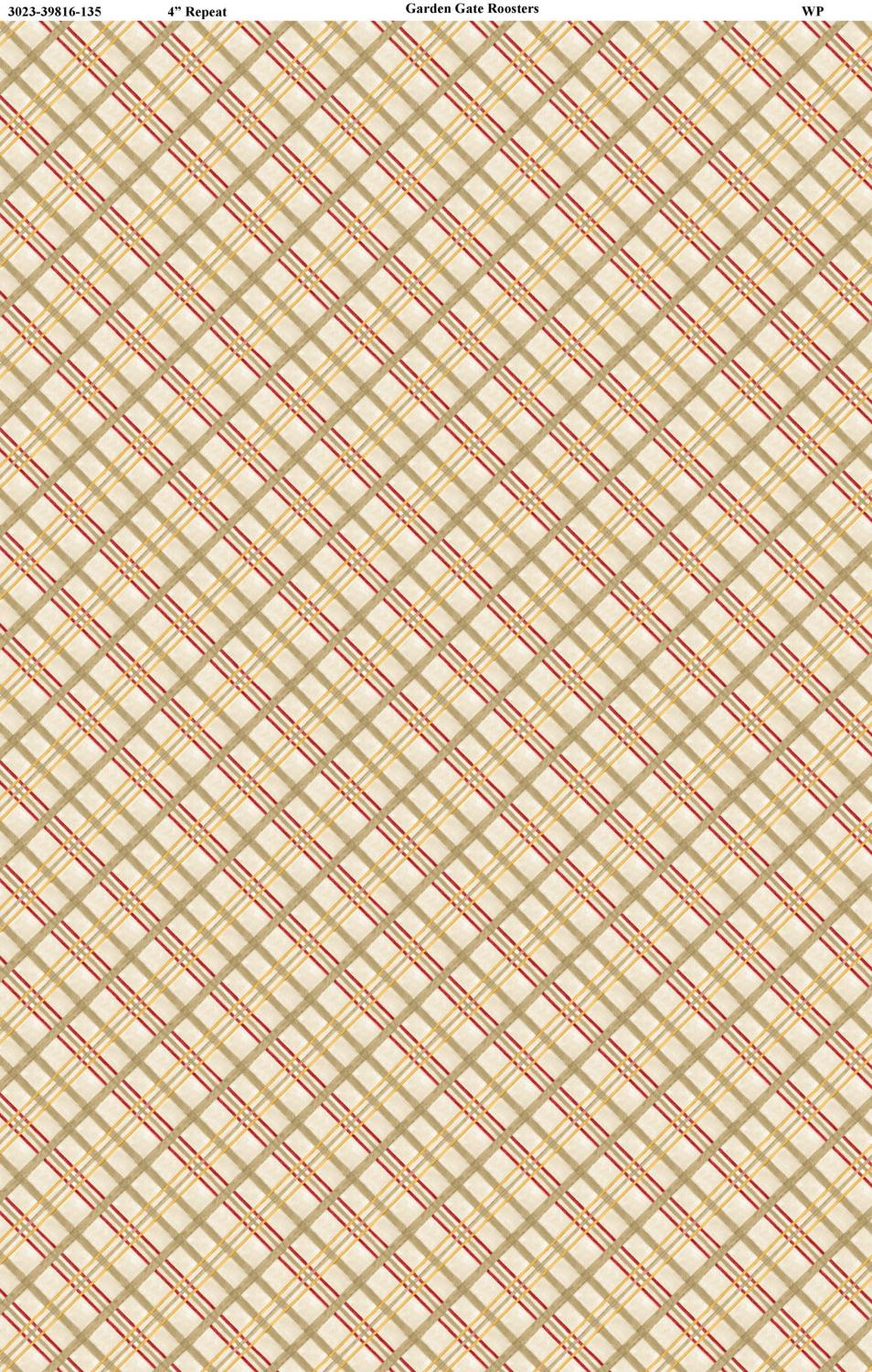 Garden Gate Roosters Plaid Cream