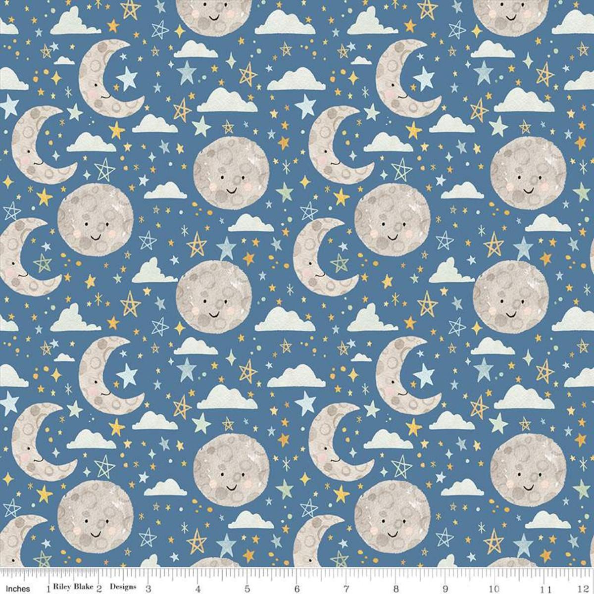 Juvenile Flannel Baby Boy Moon and Stars Cobalt