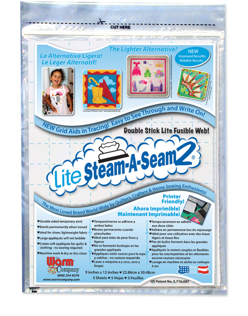 Lite Steam-A-Seam 2, 9" x 12" 5/pkg