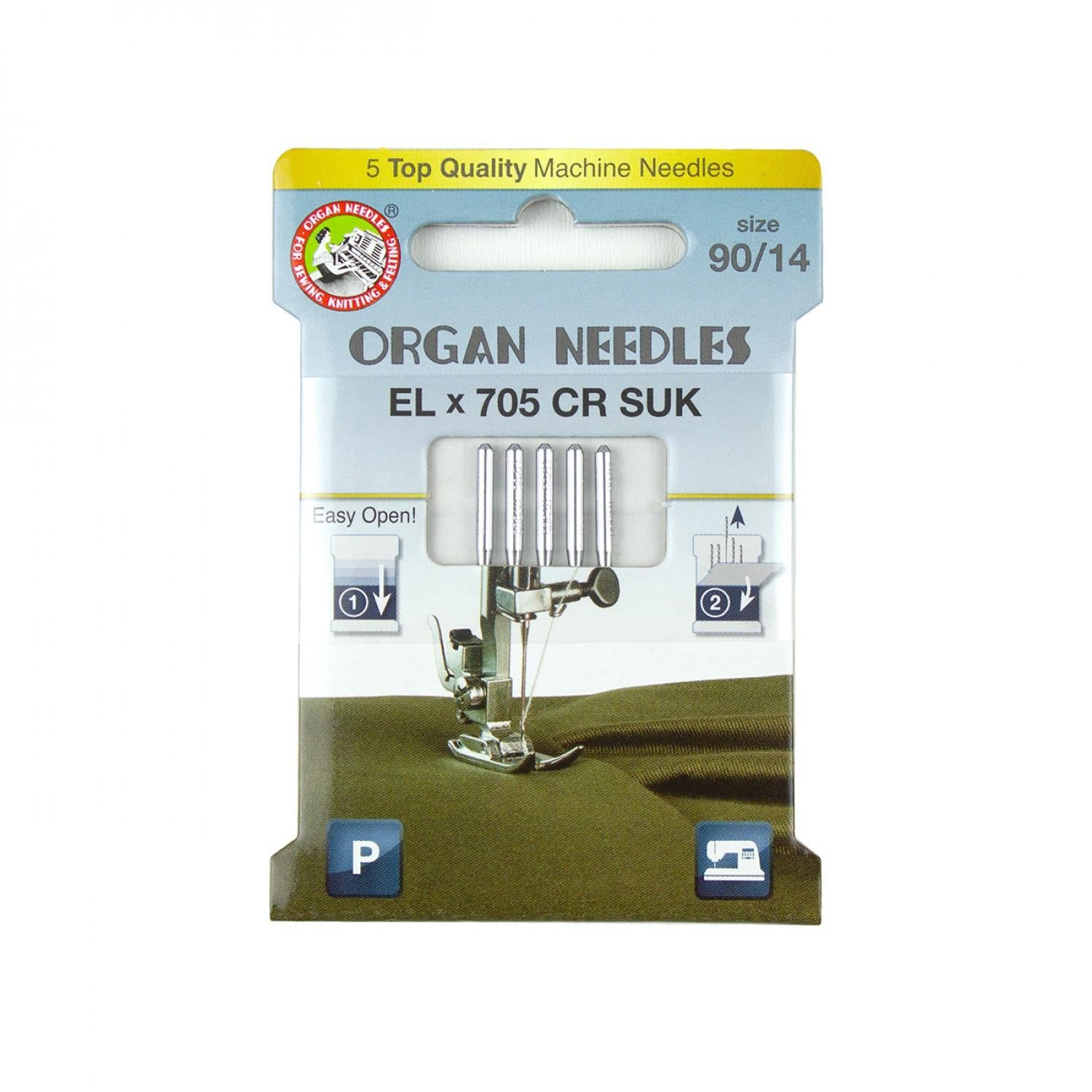Organ Needles ELx705 Chromium SUK Size 90/14
