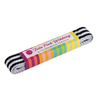 Tula Pink Webbing Blacka and White 2yd pkg 1 in