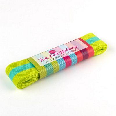 Tula Pink Webbing Lime and Turquoise 2yd pkg 1.5 in