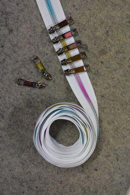 White Rainbow Metallic Zipper Tape 2.5 yards