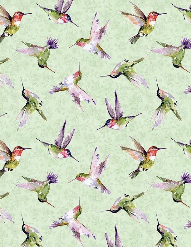 Hummingbird Floral Toss Green