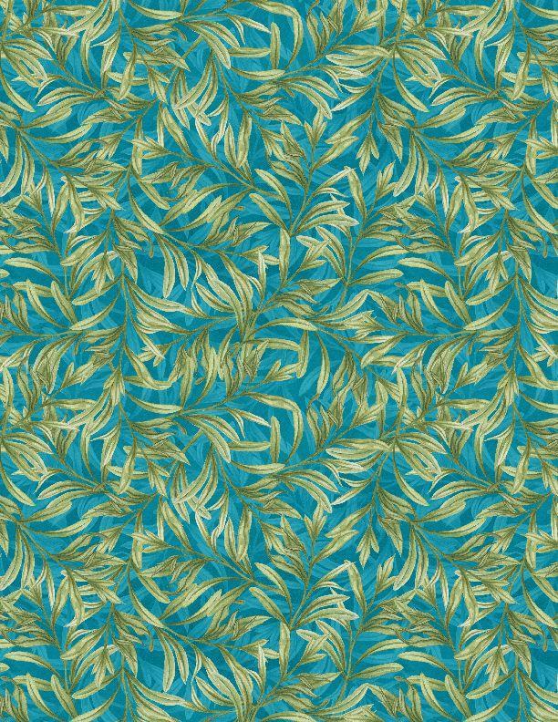 Midnight Garden Leaves Teal