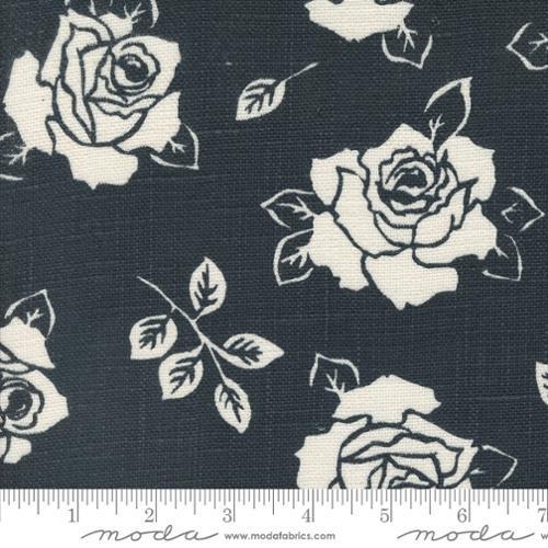 Panache Slub Roses Black