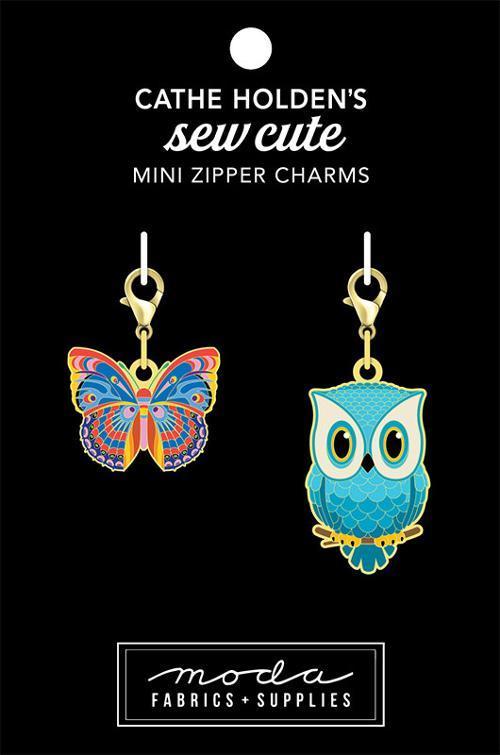 Mini Butterfly Owl Zip Pull 2c