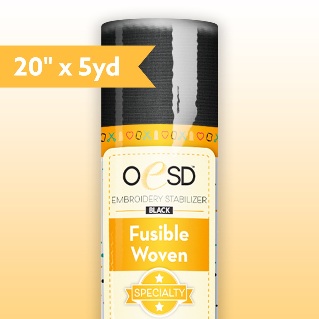 Black Fusible Woven 20"x5y