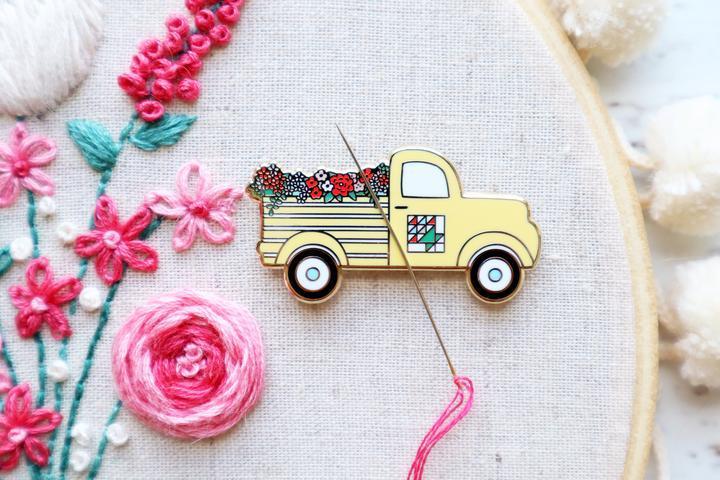 Spring Flower Vintage Truck Needle Minder