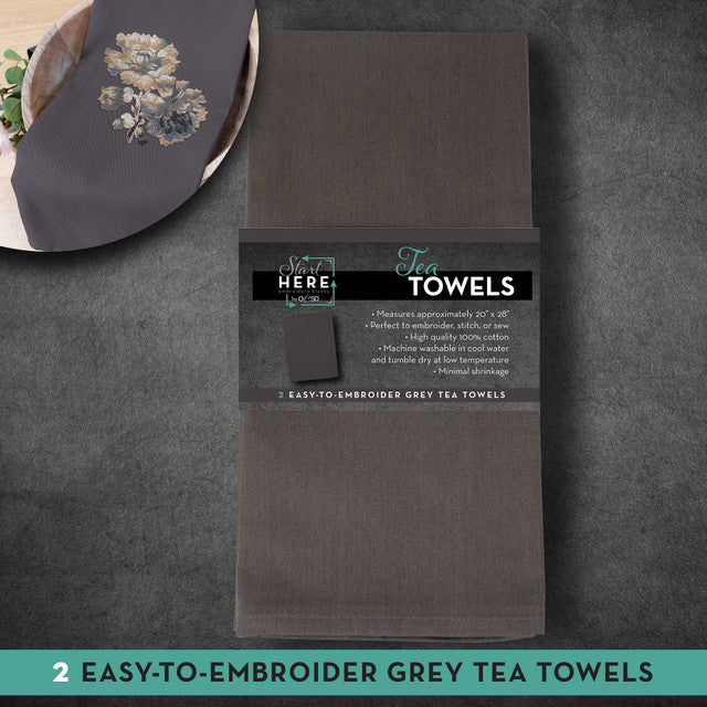 Tea Towel Gray 20"x28" 2pk