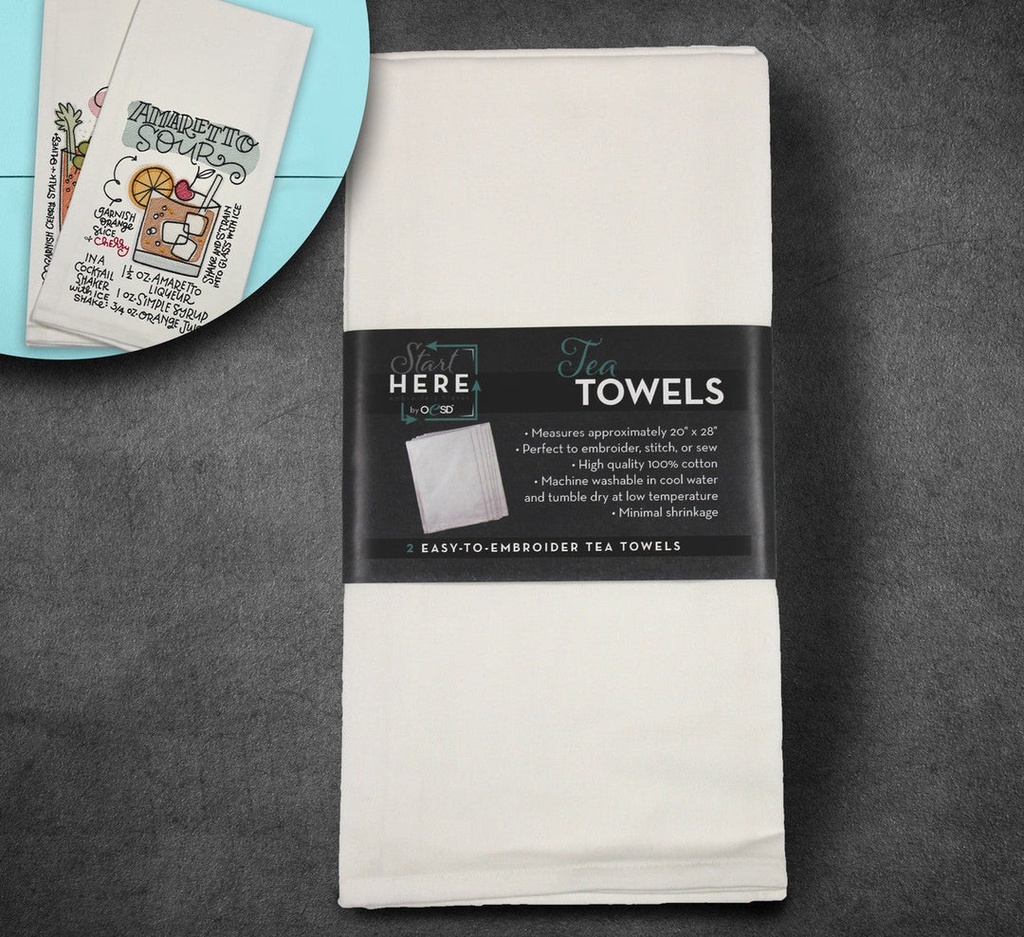 Tea Towel White 20"x28" 2pk