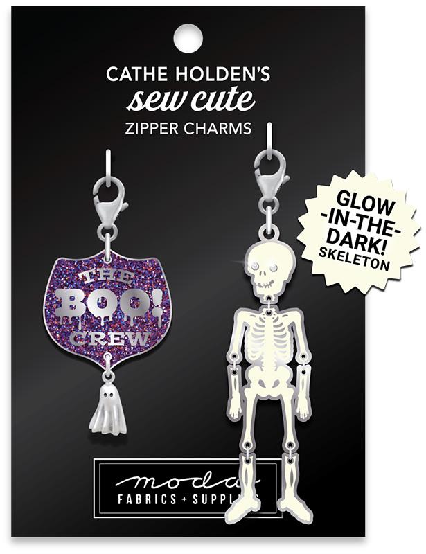 Skeleton Boo Badge Zip Pull