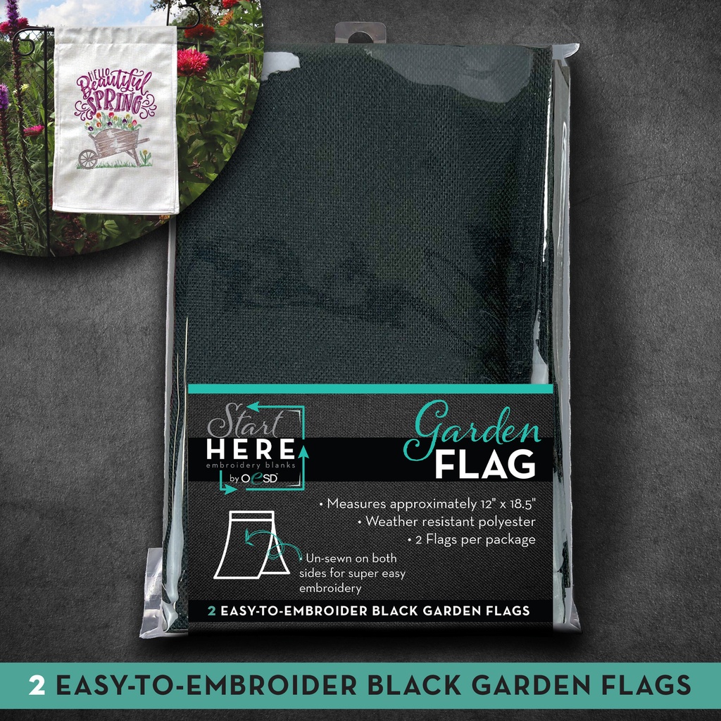 Garden Flag Black 12"x18" 2pk