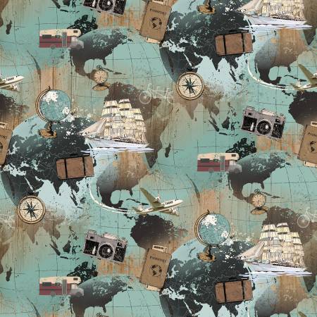 Light Teal Explore Digital World Map