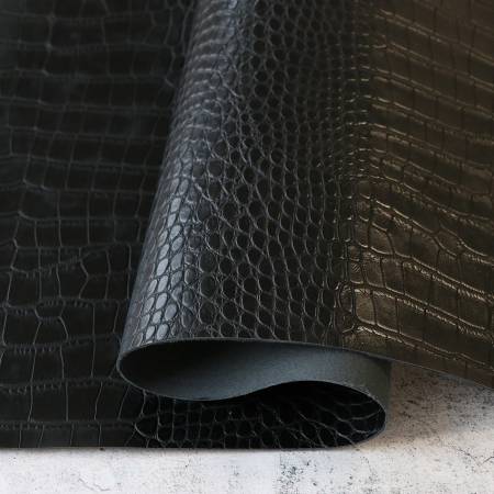 Black Faux Alligator Leather 1/2yd