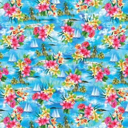 Tropical Escape Sky Blue Island Paradise