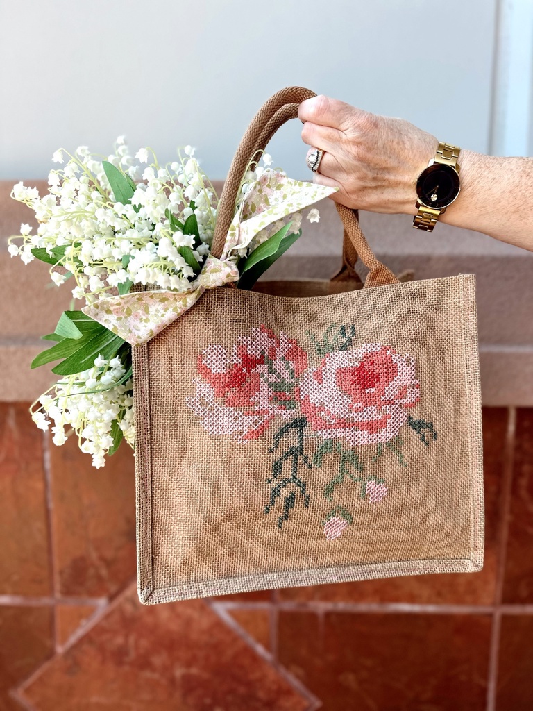 Burlap Bag Cross Stitch