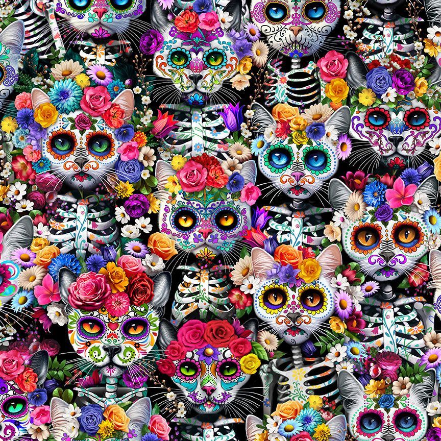 Skeletal Floral Cats