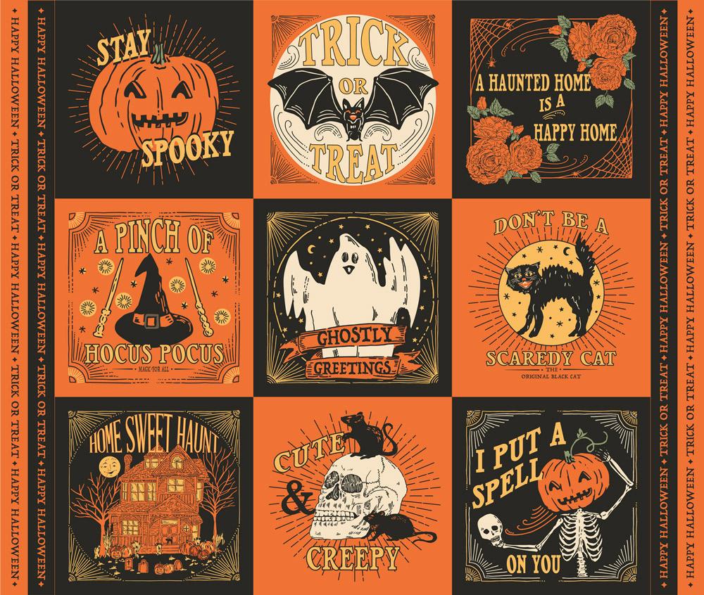 Home Sweet Haunt Squares Panel 1yd