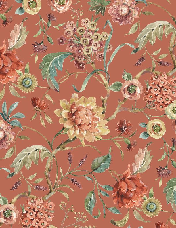 Season's Study Med Floral Terracotta