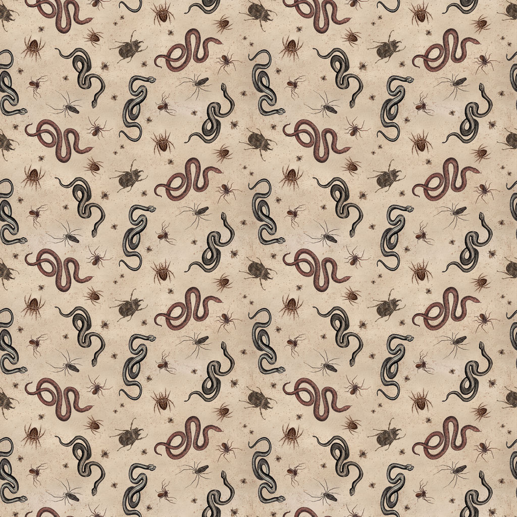 Gothic Halloween Snakes & Bugs Khaki