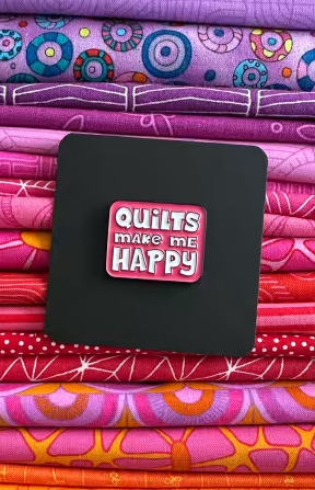Quilts Make Me Happy Enamel Pin