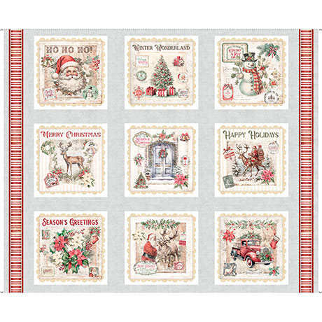 Holly Jolly Christmas Ephemera 37" Panel