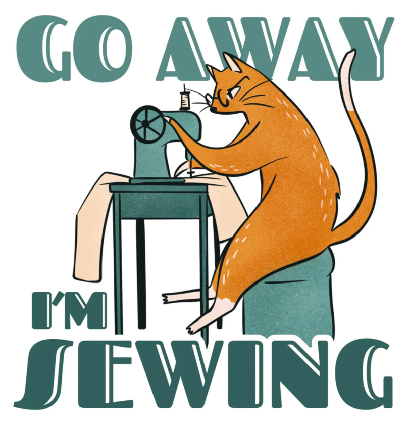 Go Away I'm Sewing Sticker