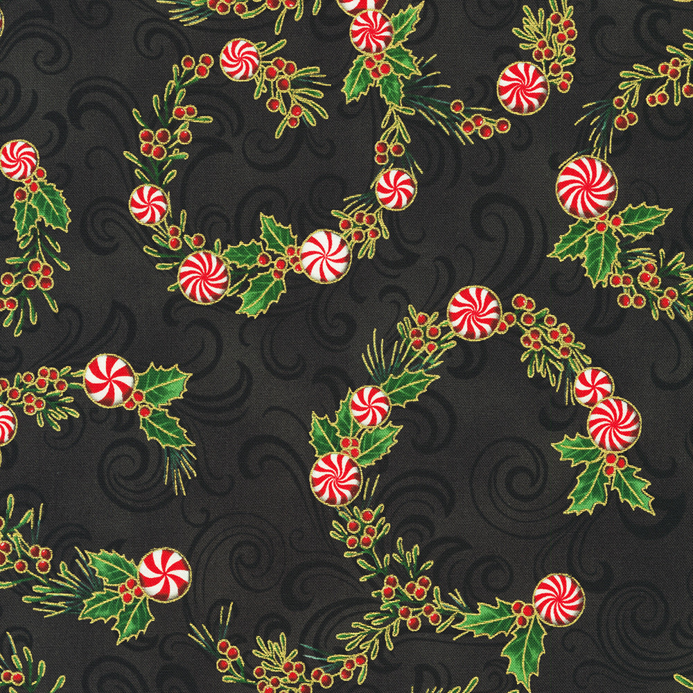 Holiday Flourish Peppermint Twist Black