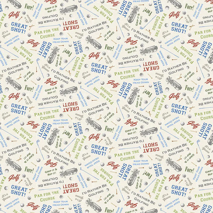 Tee Time! Golf Words Light Cream