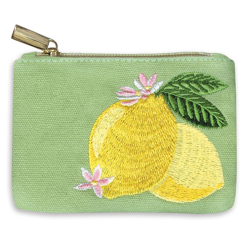 Embroidered Lemon Coin Purse