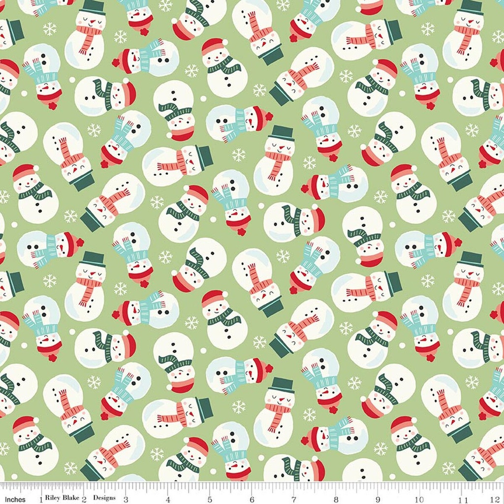 The North Pole Snowmen Honeydew Flannel