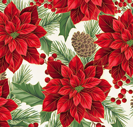 Christmas Wish Metallic Pines Natural/Gold