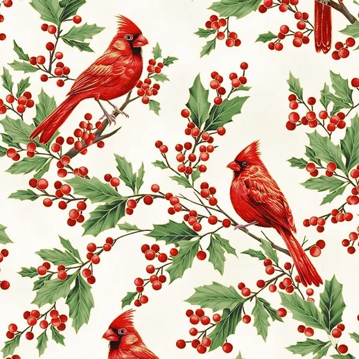 Christmas Wish Metallic Birds and Berries Natural/Gold