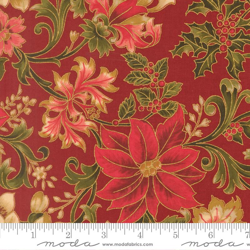 Merry Manor Metallic Poinsettia Crimson