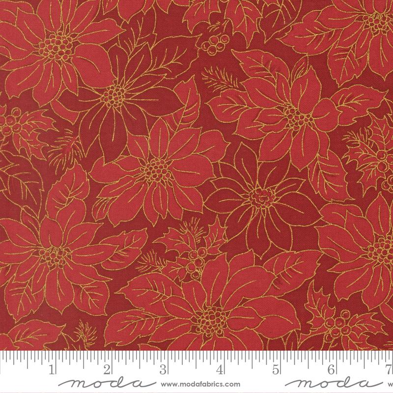 Merry Manor Metallic Blooms Crimson