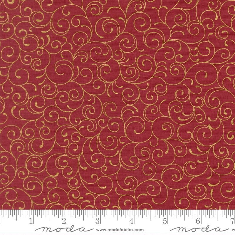 Merry Manor Metallic Swirls Crimson