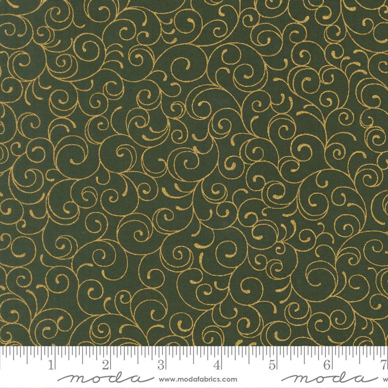 Merry Manor Metallic Swirls Evergreen