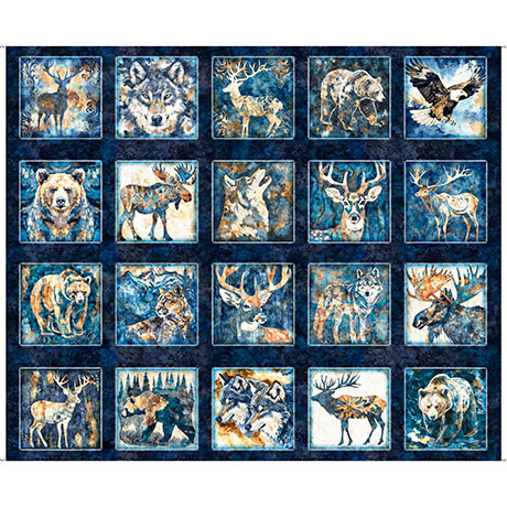 Mountain Splendor Lodge Animals Patches Navy