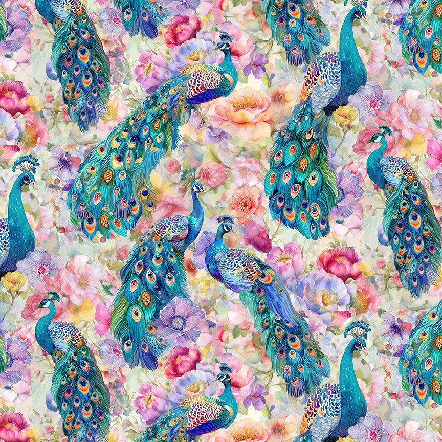 Peacocks on Floral