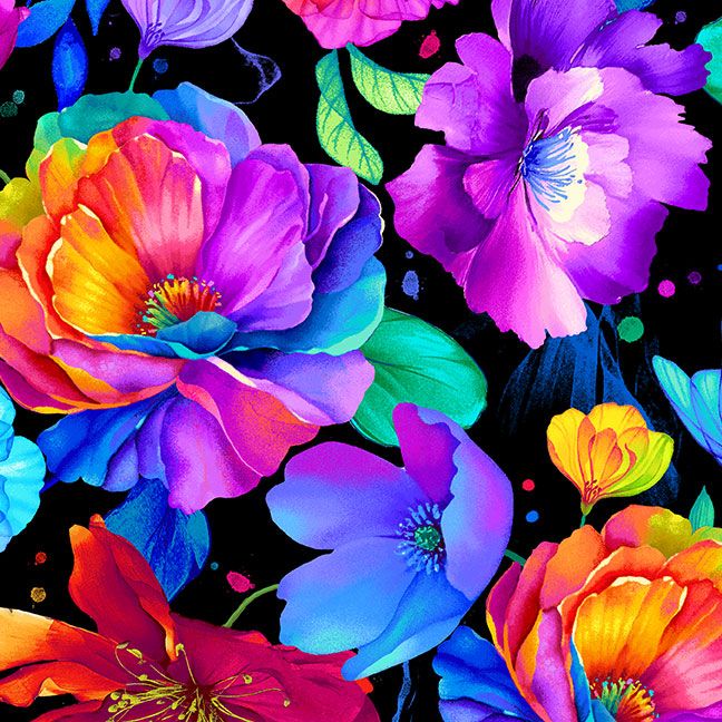 Large Floral on Black