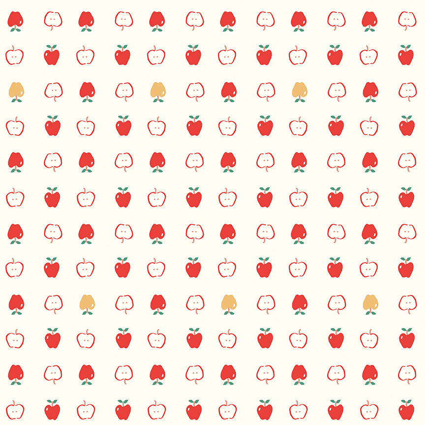 Cotton Nook Apples Vntg Wht