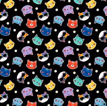 Feline Frisky Cat Heads Black