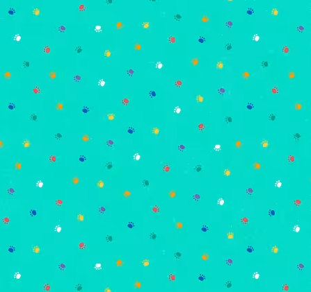 Teal Feline Frisky Paw Prints