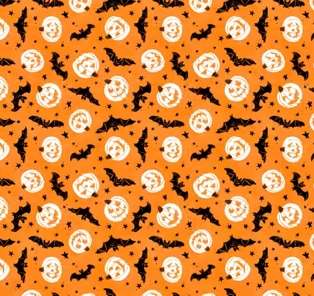 Midnight Haunting Bats & Pumpkins