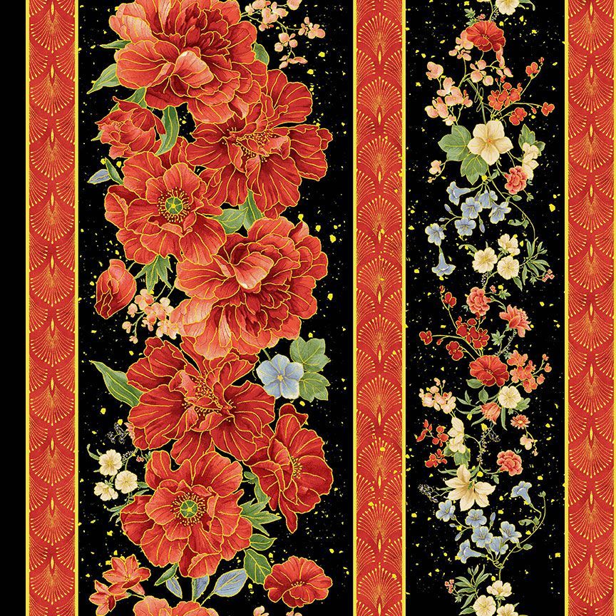 Imperial Bloom Floral Stripe 11" Metallic
